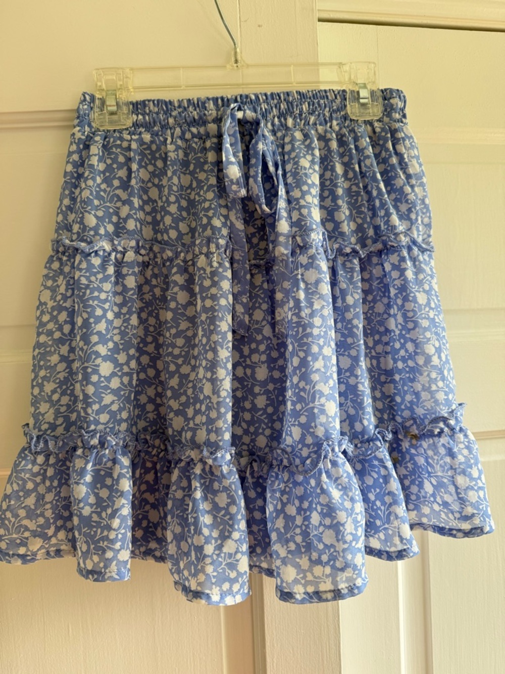 Sienna Sky Blue Floral Tiered Ruffle Mini Skirt